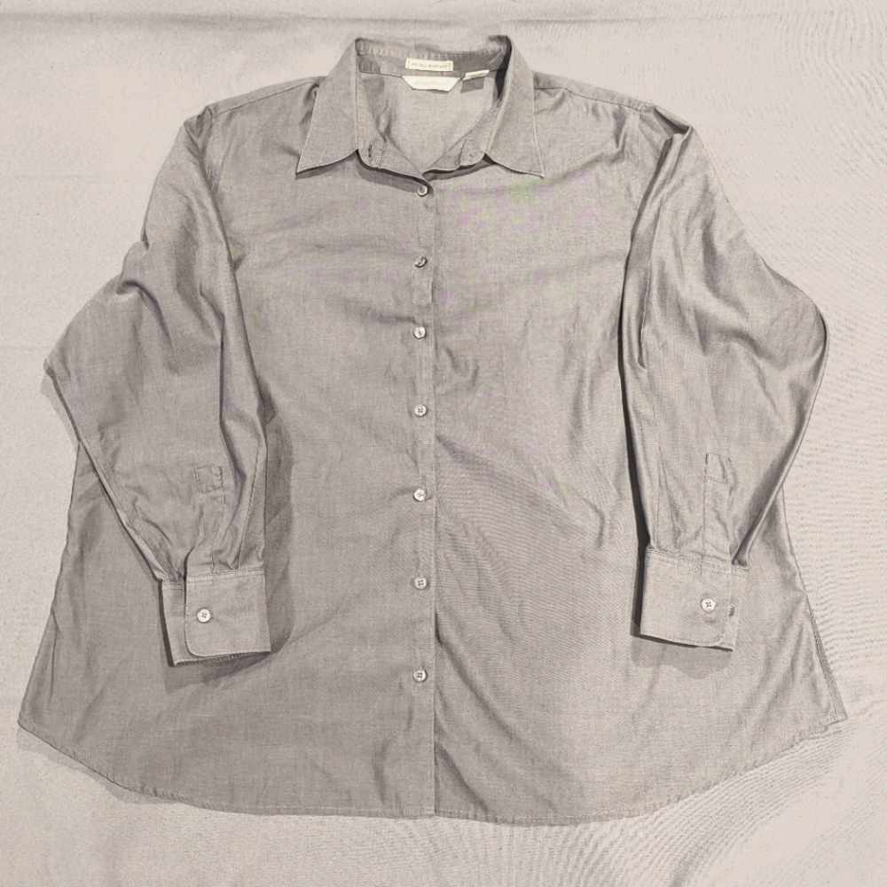 Men's Eddie Bauer Long Sleeve Button Down Shirt Wrinkle Resistant Dark Grey 3X